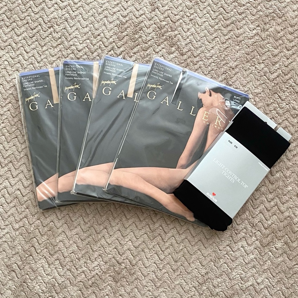 NWT. GALLERY/AVENUE | 5 Pairs Shaper Hose & Tights Sz L
